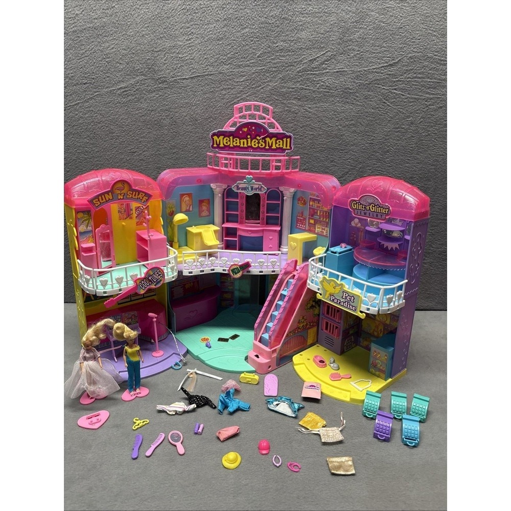 Vintage Melanie's Mall Dolls Playsets Lot Tested Partially Working Accessories